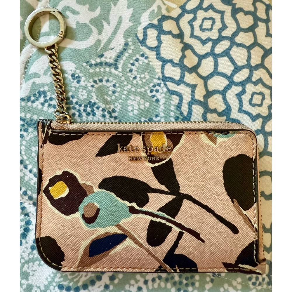 Kate Spade Cameron Paper Rose L-Zip Card Holder